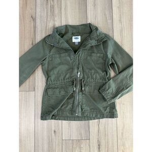 Old Navy Womens Jacket Military Full‎ Zip Pockets Olive Green S Small Army
